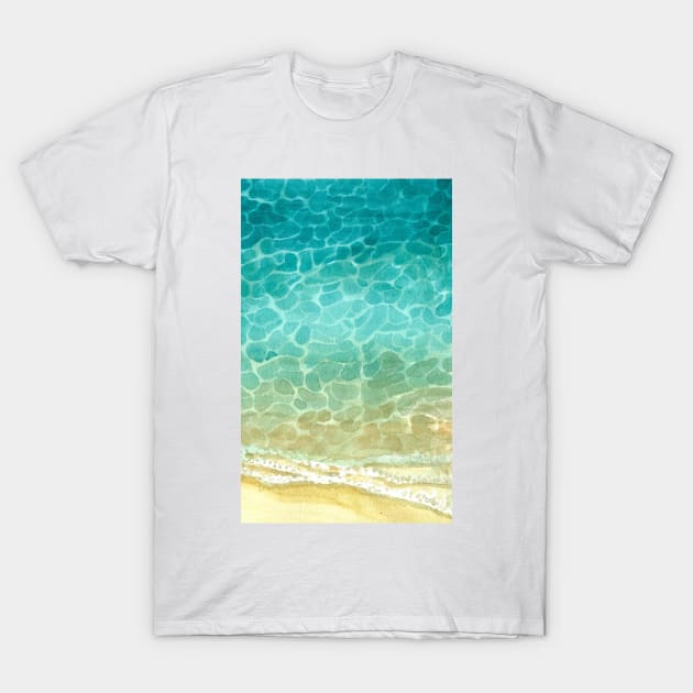 Watercolour Tranquil Sea T-Shirt by creativebakergb